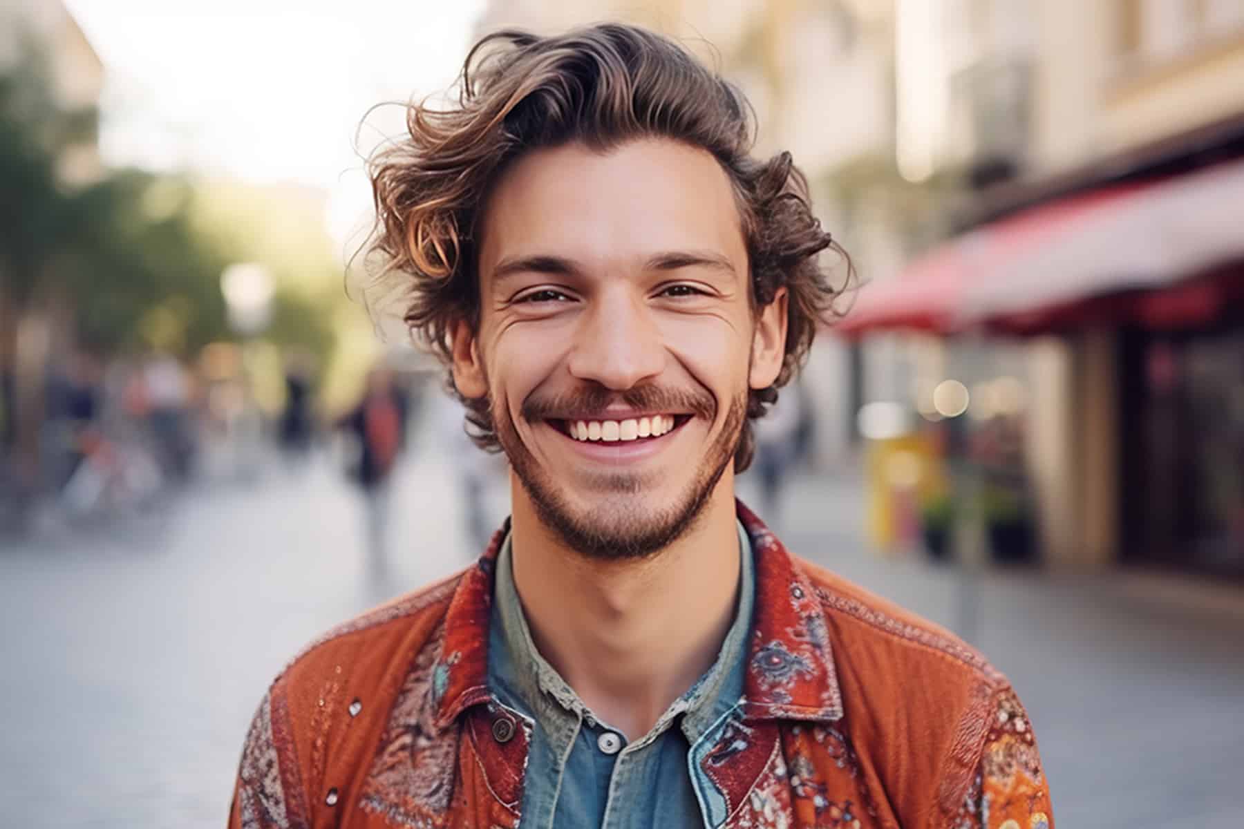 Man smiling after getting composite bonding dental services in Louisville, CO