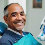 man during routine dental appointment at the dentist in louisville